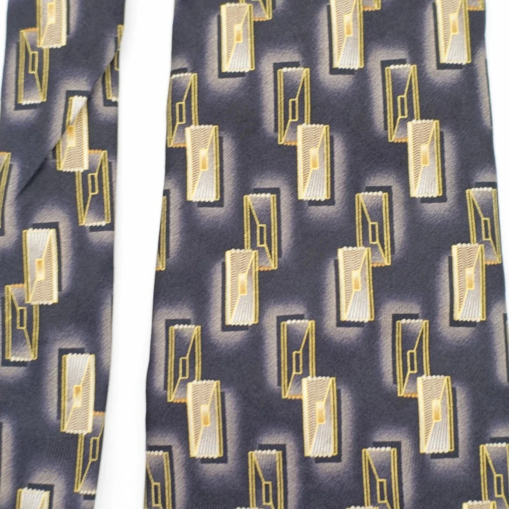 Pierre Cardin Black Tan‎ Abstract Print Wide Silk Tie
